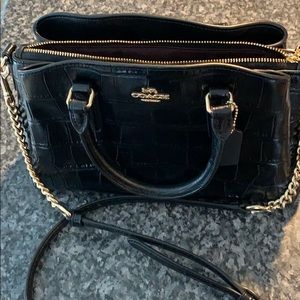 Embossed leather crocodile skin bag